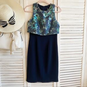 Theia Watercolor Print Shift Dress - 4